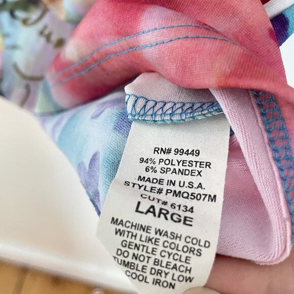 Y2K Womens Tank Top L Floral Graphic Mesh Style Fairycore 90s 2000s Cyber Print - Picture 5 of 6